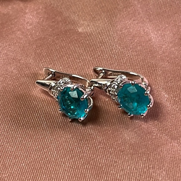 Jewelry - Aqua Topaz Sterling Silver Earrings